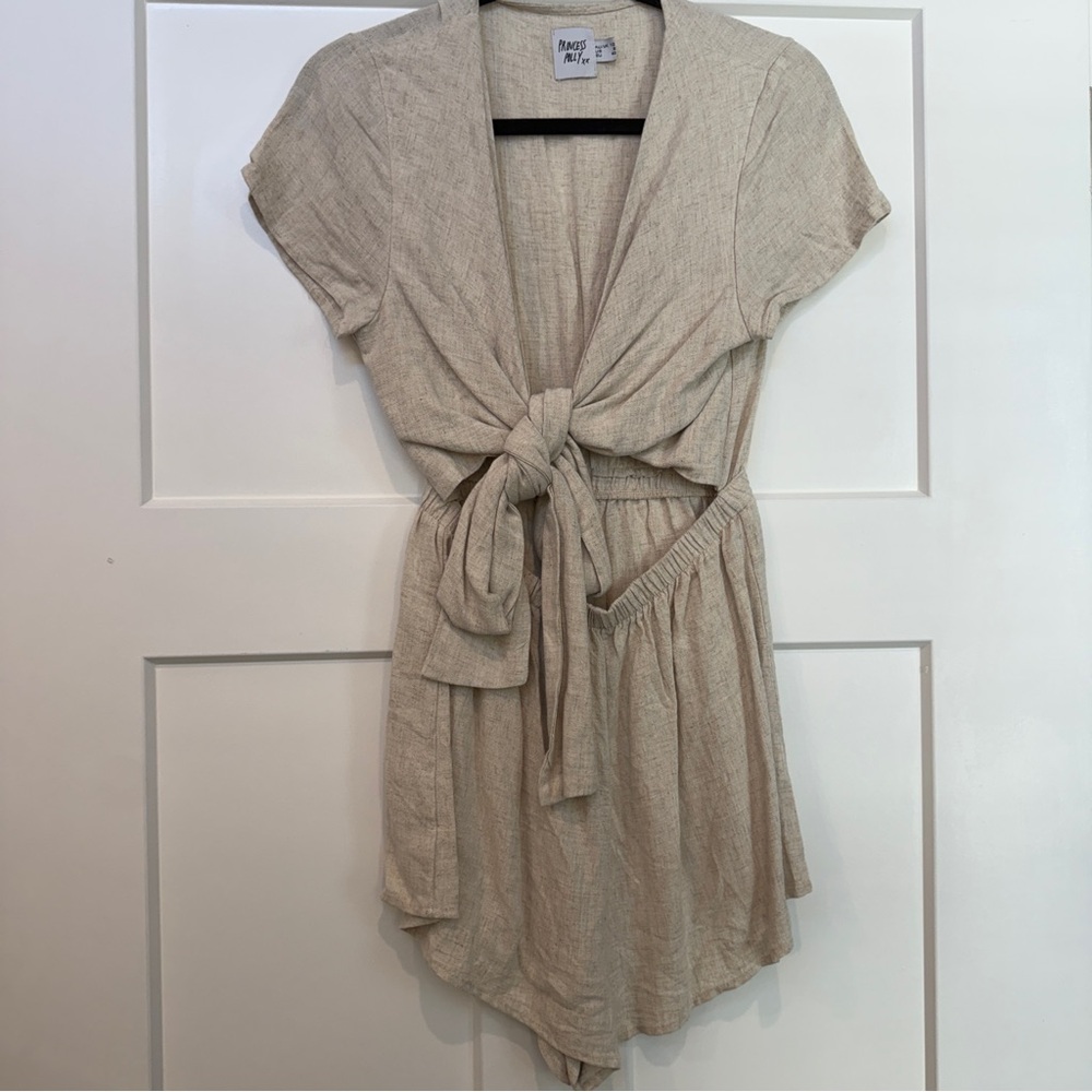Princess Polly Beige Tie-Front Romper